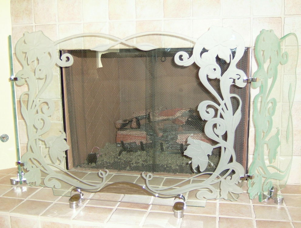 copper fireplace screen, fireplace screen curtain, decorative fireplace screen, painted fireplace screen