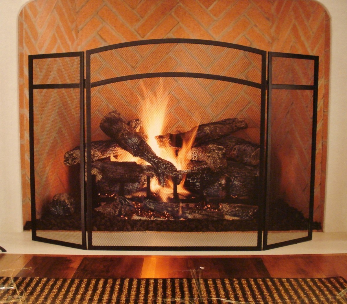 wolf fireplace screen, tole painting fireplace screen, flat fireplace screen with doors, decorative fireplace screen